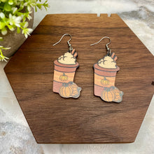 Load image into Gallery viewer, Wooden Dangle Earrings - Fall - #9