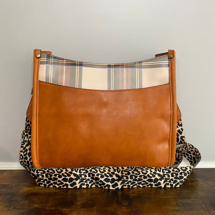 Aubree Crossbody Purse - Camel & Plaid