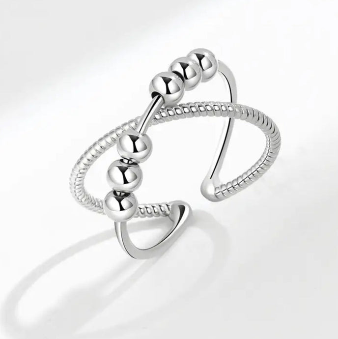 Ring - Adjustable Fidget Ring - Criss Cross Bead