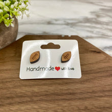 Load image into Gallery viewer, Wooden Stud Earrings - Football
