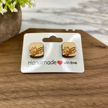 Load image into Gallery viewer, Wooden Stud Earrings - Square Leaves