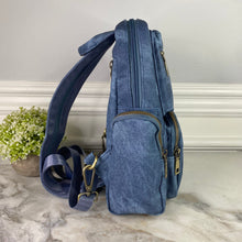 Load image into Gallery viewer, Sydney Denim 2-in-1 Sling + Backpack - Blue