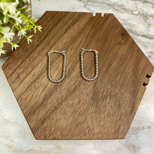 Load image into Gallery viewer, Metal Dangle Earrings - Silver Oval Hoops