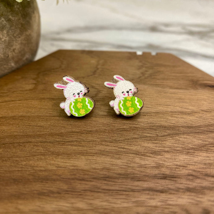 Wooden Stud Earrings - Easter - #5
