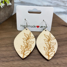 Load image into Gallery viewer, Wooden Dangle Earrings - Plant Leaves