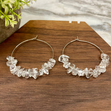 Load image into Gallery viewer, Silver Hoop Earrings - Stone #3