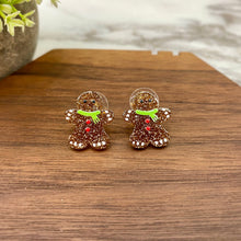 Load image into Gallery viewer, Acrylic Stud Earrings - Christmas - Gingerbread Man Glitter #2