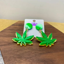 Load image into Gallery viewer, Weed Stud Dangle Earrings