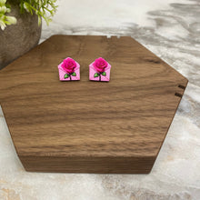Load image into Gallery viewer, Wooden Stud Earrings - Rose Envelope - #9