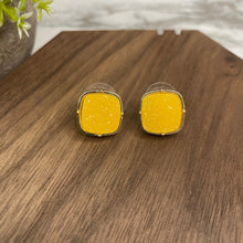 Load image into Gallery viewer, Druzy Stud Earrings - 12mm - Square Yellow