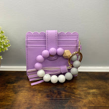 Load image into Gallery viewer, Silicone Bracelet Keychain with Scalloped Card Holder - Lavender Purple