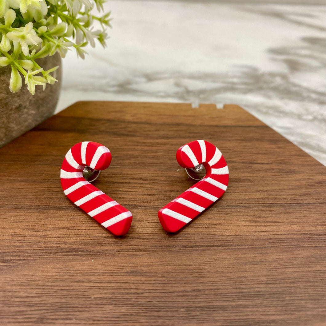 Acrylic Stud Earrings - Christmas - Candy Cane #2