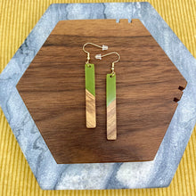 Load image into Gallery viewer, Dangle Earring - Wood &amp; Acrylic - Rectangle