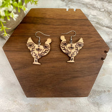 Load image into Gallery viewer, Wooden Dangle Earrings - Chicken - #1