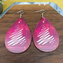 Load image into Gallery viewer, Faux Leather Earrings - Christmas - Merry Christmas Tree Berry