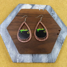 Load image into Gallery viewer, Wooden Teardrop Cutout Earrings - Halloween - Cauldron