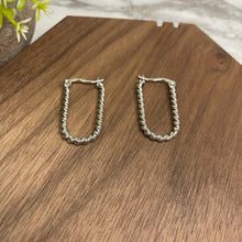 Load image into Gallery viewer, Metal Dangle Earrings - Silver Oval Hoops