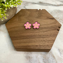 Load image into Gallery viewer, Wooden Stud Earrings - Floral #2