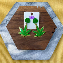 Load image into Gallery viewer, Weed Stud Dangle Earrings