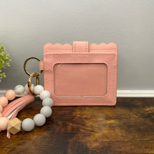 Load image into Gallery viewer, Silicone Bracelet Keychain with Scalloped Card Holder - Peachy Pink