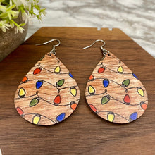 Load image into Gallery viewer, Wooden Dangle Earrings - Christmas - Lights