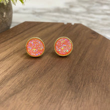 Load image into Gallery viewer, Druzy Stud Earrings - 12mm - Round Pink