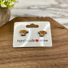 Load image into Gallery viewer, Wooden Stud Earrings - Dino #1