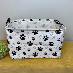 Pop Up Canvas Basket - Dog Paws & Bones