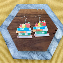 Load image into Gallery viewer, Wooden Dangle Earrings - Teacher - Live Love Learn