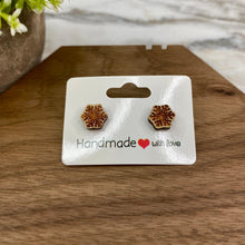 Load image into Gallery viewer, Wooden Stud Earrings - Snowflake