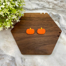 Load image into Gallery viewer, Acrylic Stud Earrings - Halloween - Dark Orange Pumpkin