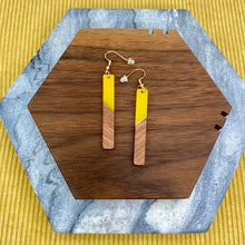 Load image into Gallery viewer, Dangle Earring - Wood &amp; Acrylic - Rectangle