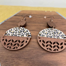 Load image into Gallery viewer, Wood Earrings - Half &amp; Half - Animal Print Design