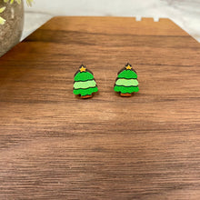 Load image into Gallery viewer, Wooden Stud Earrings - Christmas - Trees #5