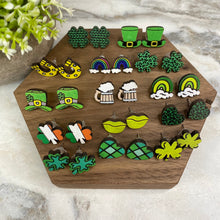 Load image into Gallery viewer, Wooden Stud Earrings - St. Patrick’s Day - Lucky Green Mix