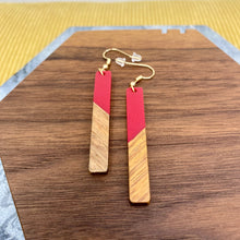 Load image into Gallery viewer, Dangle Earring - Wood &amp; Acrylic - Rectangle