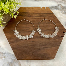 Load image into Gallery viewer, Silver Hoop Earrings - Stone #3