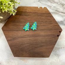 Load image into Gallery viewer, Acrylic Stud Earrings - Christmas - Decorated Tree #2