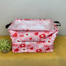 Load image into Gallery viewer, Pop Up Canvas Basket - Valentine’s Day - Love Letters on Pink