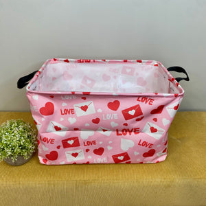 Pop Up Canvas Basket - Valentine’s Day - Love Letters on Pink