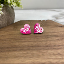 Load image into Gallery viewer, Wooden Stud Earrings - Valentine’s Day - #5