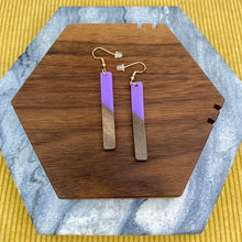 Load image into Gallery viewer, Dangle Earring - Wood &amp; Acrylic - Rectangle