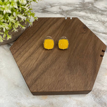 Load image into Gallery viewer, Druzy Stud Earrings - 12mm - Square Yellow
