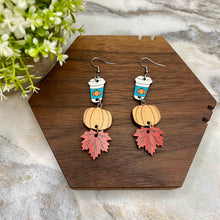 Load image into Gallery viewer, Wooden Dangle Earrings - Fall - #2