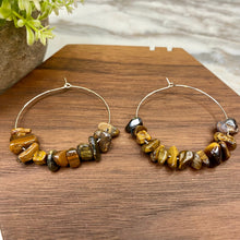 Load image into Gallery viewer, Silver Hoop Earrings - Stone #10