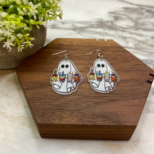 Load image into Gallery viewer, Acrylic Dangle Earrings - Halloween Ghost Drinks