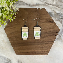 Load image into Gallery viewer, Wooden Dangle Earrings - St. Patrick’s Day - #3