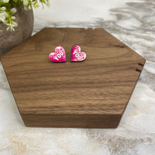 Load image into Gallery viewer, Wooden Stud Earrings - Valentine’s Day - #5