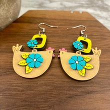 Load image into Gallery viewer, Wooden Dangle Earrings - Chicken - #6