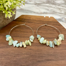 Load image into Gallery viewer, Silver Hoop Earrings - Stone #5